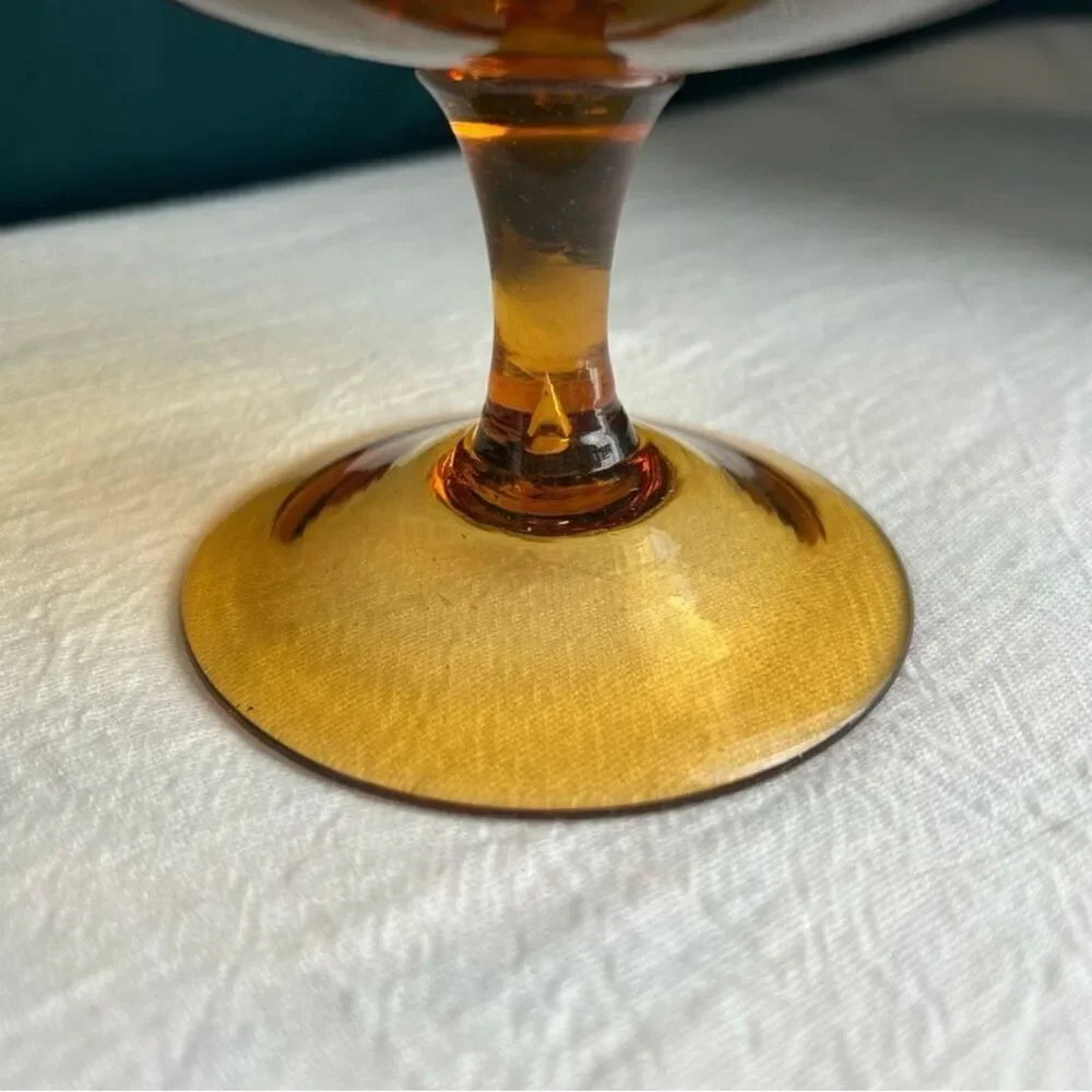 Vintage MCM Empoli Italy Honey Amber Optic Brandy Snifter Glass Vase